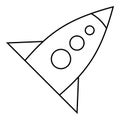 Rocket with three portholes icon, outline style