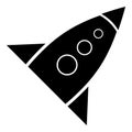 Rocket with three portholes icon, simple style