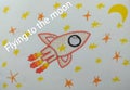 A rocket to the moon drawn by Nika Royalty Free Stock Photo