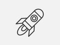 Rocket toy icon on white background. Line style vector illustration Royalty Free Stock Photo