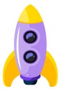 Rocket toy. Plastic child space ship. Cute cartoon aircraft