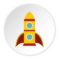 Rocket with two portholes icon, flat style