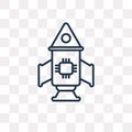 Rocket vector icon isolated on transparent background, linear Ro