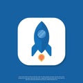 Rocket vector icon logo with a flat design style