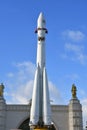 Rocket Vostok East. Architecture of VDNKH park in Moscow.