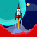 Rocket start up go to moon illustration