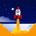 Start up rocket to space illustration