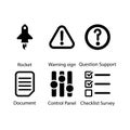 Rocket, Warning sign, Question Support, Document, Control Panel, Checklist Survey, icon Royalty Free Stock Photo