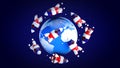 Rockets around the world - 3D Illustration Royalty Free Stock Photo