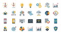 Technology and Business Icons with Rockets, Code, and Data fghfghicon Royalty Free Stock Photo