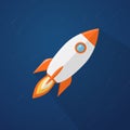 Rocketship flyi in the space Royalty Free Stock Photo