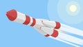 Rocket with 4 boosters and turbos trough the sunlight