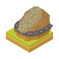 Rockfall icon in cartoon style