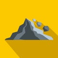 Rockfall icon in flat style