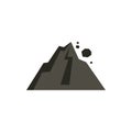 Rockfall in mountains icon, flat style