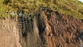 Rockfall protection netting, safety wire mesh in the mountains Royalty Free Stock Photo