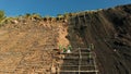 Rockfall protection netting, safety wire mesh in the mountains