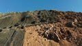 Rockfall protection netting, safety wire mesh in the mountains Royalty Free Stock Photo