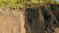 Rockfall protection netting, safety wire mesh in the mountains Royalty Free Stock Photo