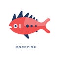 Rockfish, sea fish geometric flat style design vector Illustration