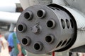 Rotary machine gun of the A-10 Thunderbolt airplane in close view at the annual Rockford Airfest on July 31, 2010 in Rockford, IL