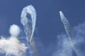 Airplane formation from the Aerostars team demonstrates flying skills and aerobatics at the annual Rockford Airfest on June 3, 201 Royalty Free Stock Photo