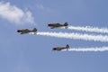 Airplane formation from the Aerostars team demonstrates flying skills and aerobatics at the annual Rockford Airfest on June 3, 201 Royalty Free Stock Photo