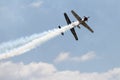 Airplane formation from the Aerostars team demonstrates flying skills and aerobatics at the annual Rockford Airfest on June 3, 201 Royalty Free Stock Photo