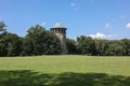 Rockford Tower, a historic stone water tower in Rockford Park in summer, Wilmington, Delaware