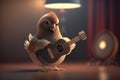 Rockin\' Chicken: A Crazy Hen with a Guitar Playing Rockstar on Stage
