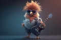 Rockin\' Chicken: A Crazy Hen with a Guitar Playing Rockstar on Stage