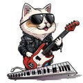 Rockin\' Kitty Musician Clipart Royalty Free Stock Photo