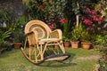 Rocking Chair Cane Furniture in garden Royalty Free Stock Photo