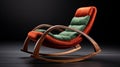 Luxurious Orange And Green Rocking Chair - Realistic 3d Model