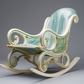 Art Nouveau Rocking Chair With Floral Design