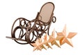 Rocking chair with five golden stars, 3D rendering Royalty Free Stock Photo