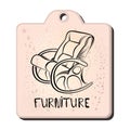 Rocking chair linear pattern on the tag for sale. Furniture. vector illustration