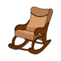 Rocking chair in minimal style, convenient, cozy chair upholstered with beige leather Royalty Free Stock Photo