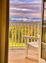 Rocking chair porch doors New Hampshire autumn mountains Royalty Free Stock Photo