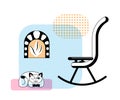 Rocking chair in room flat vector illustration Royalty Free Stock Photo