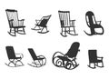 Rocking chair silhouettes, Wooden rocking chair silhouettes, Rocking chair SVG, Rolling chairs silhouette, Rocking chair vector