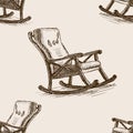 Rocking chair sketch seamless pattern vector