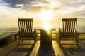 Vintage Rocking Chair at the terrace, Sunrise Huahin Thailand.