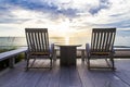 Vintage Rocking Chair at the terrace, Sunrise Huahin Thailand.