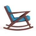 Rocking Chair Upholstered with Blue Cloth. 3d Rendering Royalty Free Stock Photo