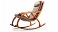 Futuristic Glamour Wooden Rocking Chair On White Background