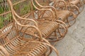 Rocking chairs standing made with withe staning on rough surface