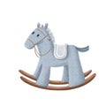 Rocking horse for baby, watercolor style illustration, newborn clipart