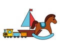 Rocking horse boat train kid toys Royalty Free Stock Photo