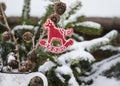 Rocking Horse Christmas Ornament And Snow Royalty Free Stock Photo